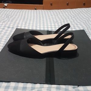 Two Tone Slingback Black Flats